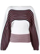 Msgm Loose Sleeves Striped Jumper, Women's, Size: Xs, White, Cotton