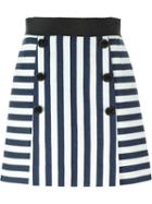 Dolce & Gabbana Striped A-line Skirt, Women's, Size: 40, Blue, Cotton/spandex/elastane/silk