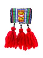 Ports 1961 Button Beaded Wool Tassel Brooch - Red