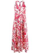 Alysi Printed Midi Dress - White