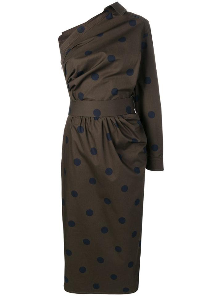 Max Mara One Shoulder Midi Dress - Green