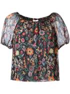Red Valentino Floral Print Blouse - Black