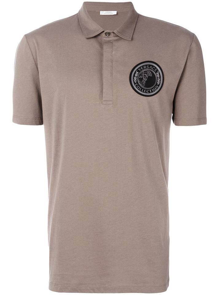 Versace Collection - Medusa Patch Polo Shirt - Men - Cotton - M, Nude/neutrals, Cotton