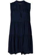 Erika Cavallini - Ruched Mini Dress - Women - Silk/acetate - 42, Blue, Silk/acetate