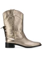 See By Chloé Cowboy Inspired Mid Calf Boots - Metallic