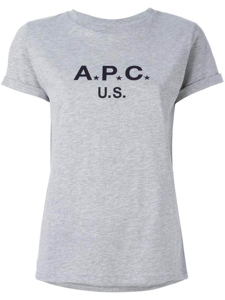 A.p.c. Logo Print T-shirt, Women's, Size: Xs, Grey, Cotton/polyester