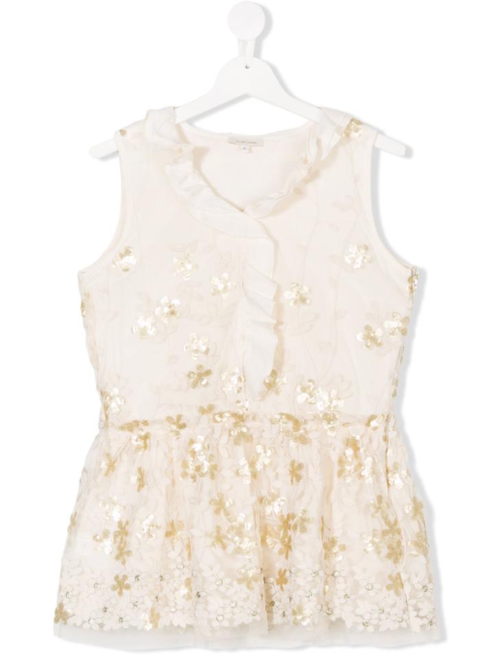Miss Grant Kids Teen Sequinned Peplum Top - Nude & Neutrals