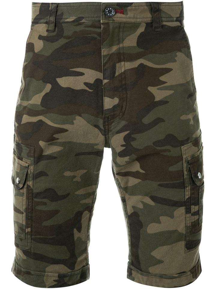 Loveless Camouflage Print Shorts, Men's, Size: 2, Green, Cotton/polyurethane