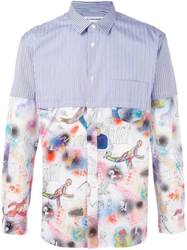 Comme Des Garçons Shirt Patchwork Contrast Shirt, Men's, Size: Small, Cotton