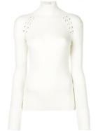 Alexander Mcqueen Lace Detailed High Neck Sweater - White