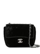 Chanel Pre-owned Velvet Effect Chain Shoulder Bag - Black
