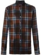 Lanvin Checked Flannel Shirt, Men's, Size: 42, Brown, Virgin Wool