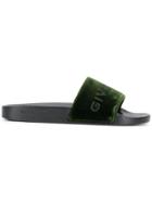 Givenchy Logo Strap Slides - Green