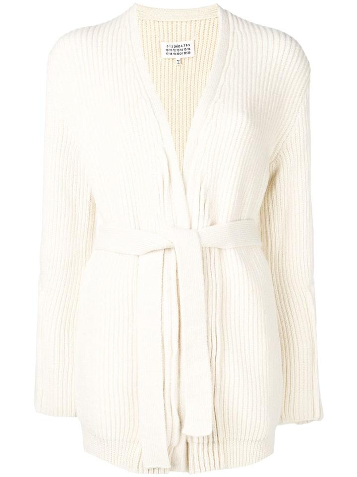 Maison Margiela Ribbed Knitted Wrap Cardigan - White