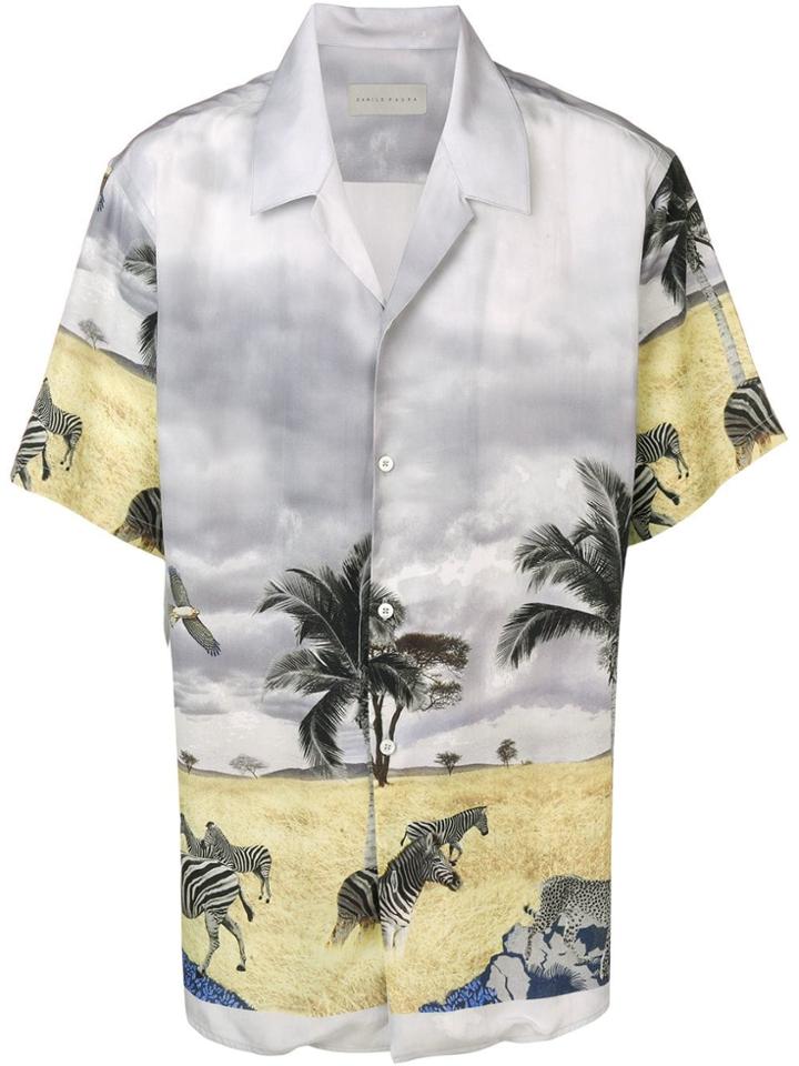 Paura Graphic Print Short-sleeve Shirt - Grey