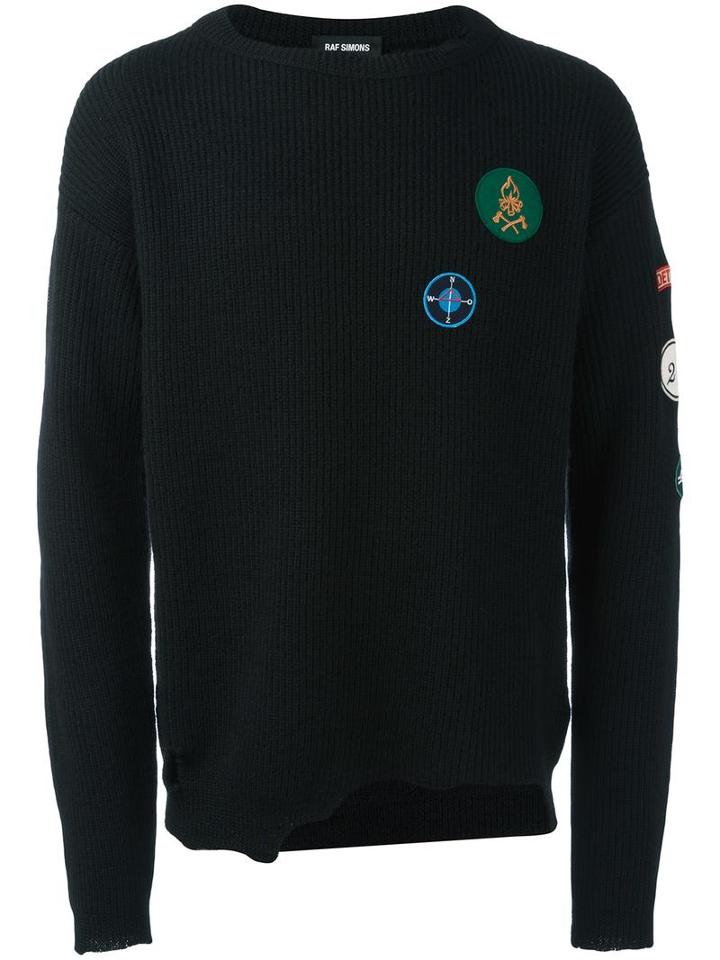 Raf Simons Badge Detail Jumper, Men's, Size: Xl, Black, Virgin Wool