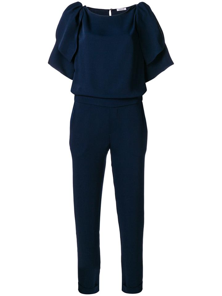 P.a.r.o.s.h. Ruffle Detail Crepe Jumpsuit - Blue
