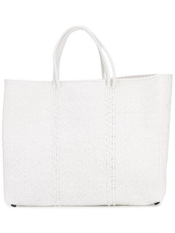 Woven Tote Bag - Women - Plastic/straw - One Size, White, Plastic/straw, Truss Nyc