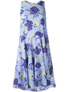 P.a.r.o.s.h. Flared Floral Print Dress, Women's, Size: L, Blue, Silk/spandex/elastane