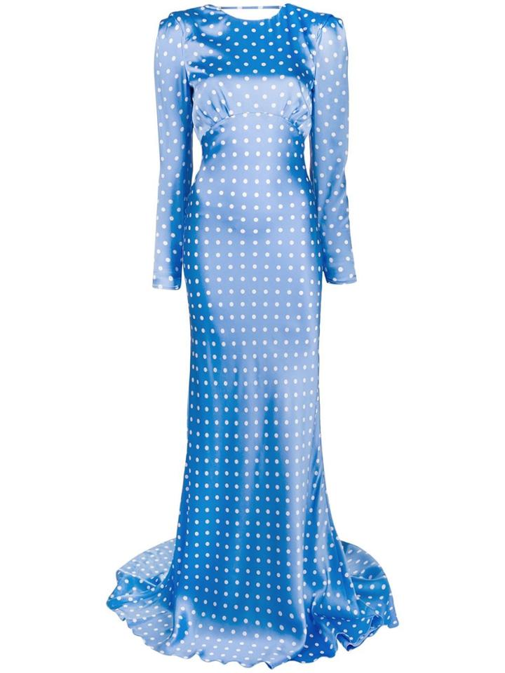 Alessandra Rich Polka Dot Long Dress - Blue