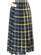 Golden Goose Deluxe Brand April Pleated Check Wool Skirt - Blue