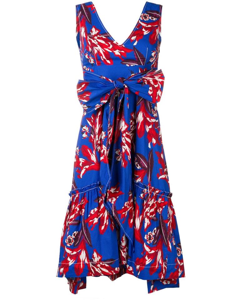 P.a.r.o.s.h. Knot-detail Floral Dress - Blue