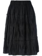 Sara Lanzi - Pleated Midi Skirt - Women - Cotton - S, Black, Cotton