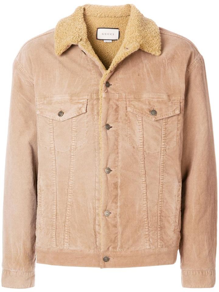 Gucci Embroidered Corduroy Jacket - Neutrals