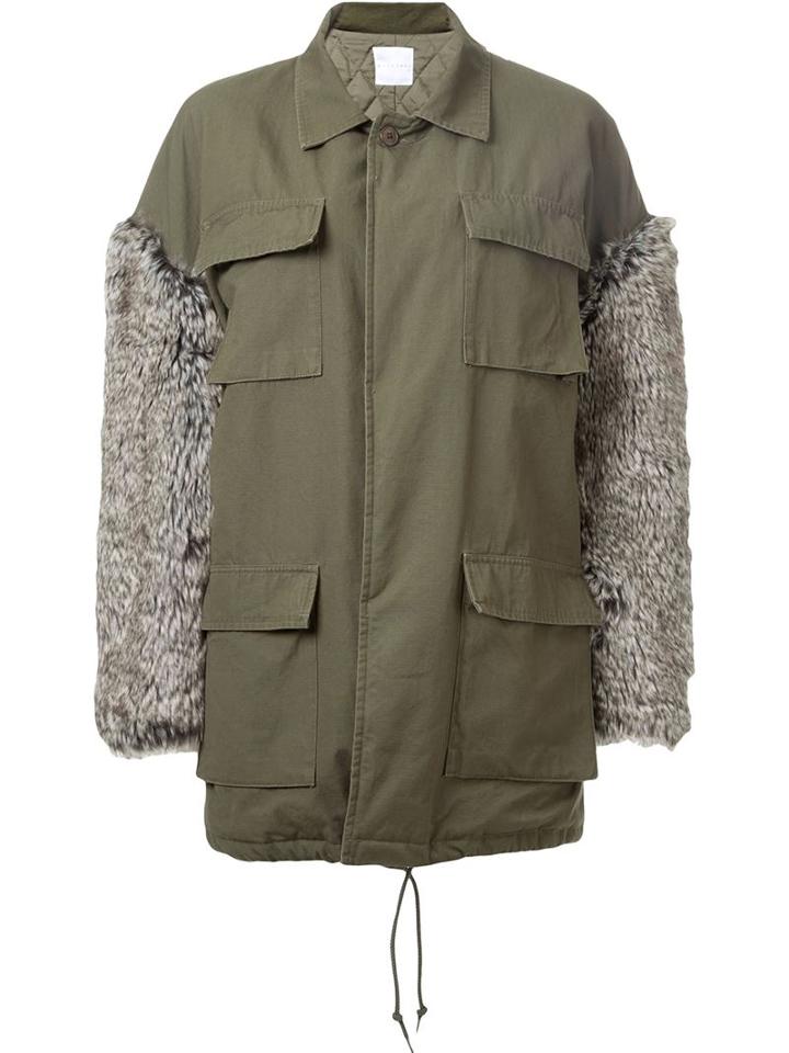 Cityshop Fur Sleeve Military Jacket