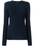 Balmain Buttoned Shoulder Sweater - Blue