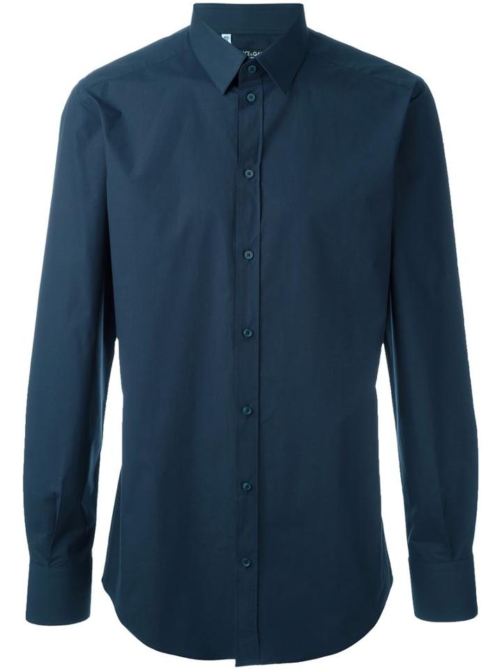 Dolce & Gabbana Classic Shirt, Men's, Size: 41, Blue, Cotton/spandex/elastane