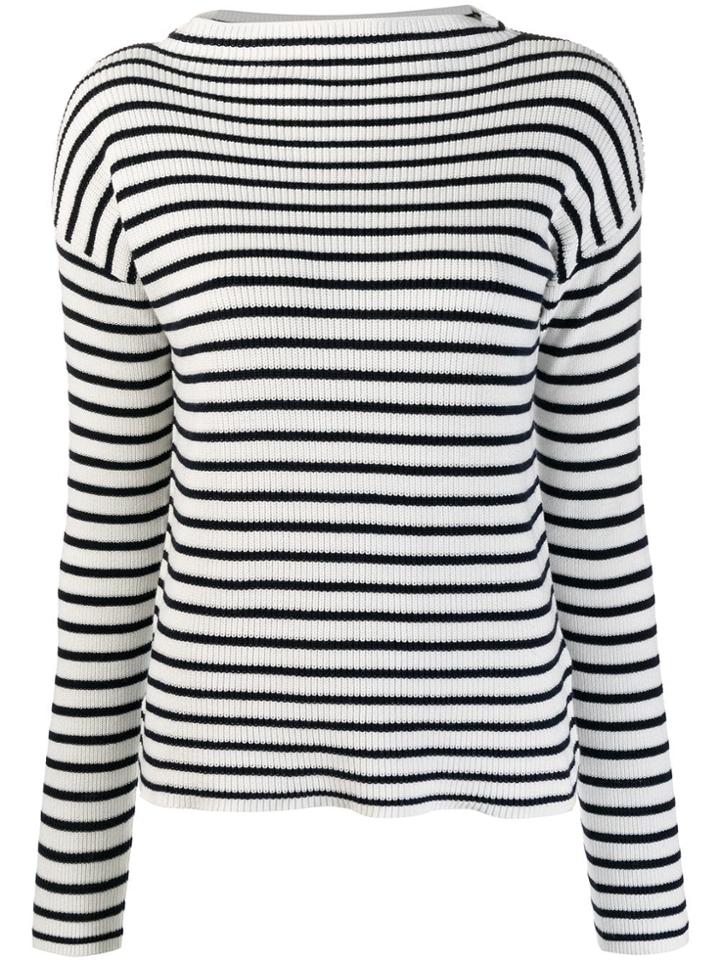 Allude Horizontal Stripe Jumper - White