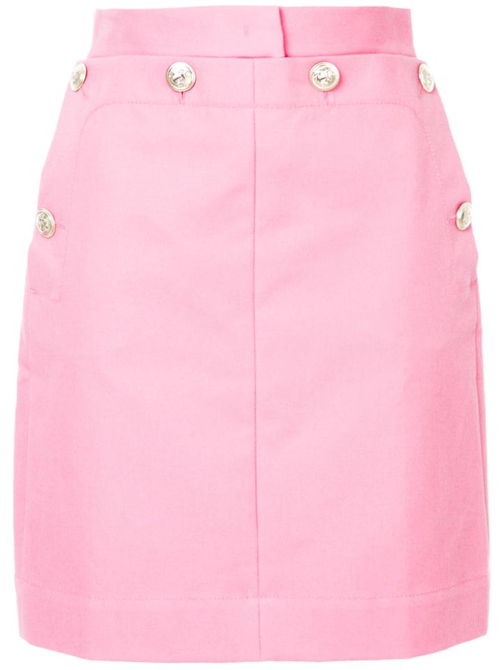 Msgm Button Panel Skirt - Pink & Purple