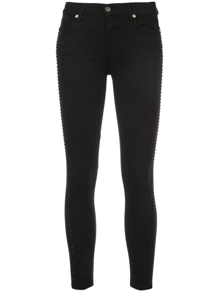 7 For All Mankind Side Crystals Skinny Jeans - Black