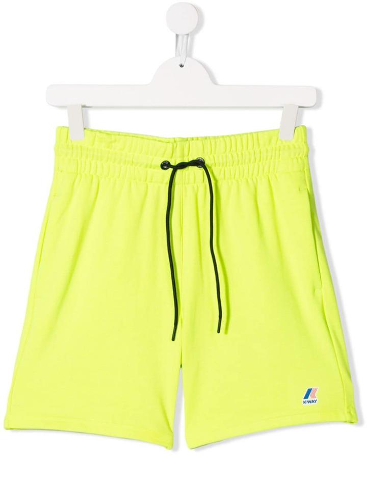 K Way Kids Logo Print Shorts - Yellow