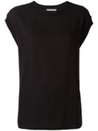 Vince Rib Trim T-shirt, Women's, Size: Medium, Black, Silk/rayon/nylon