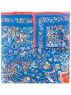 Roberto Cavalli Floral Patterned Scarf, Women's, Blue, Silk