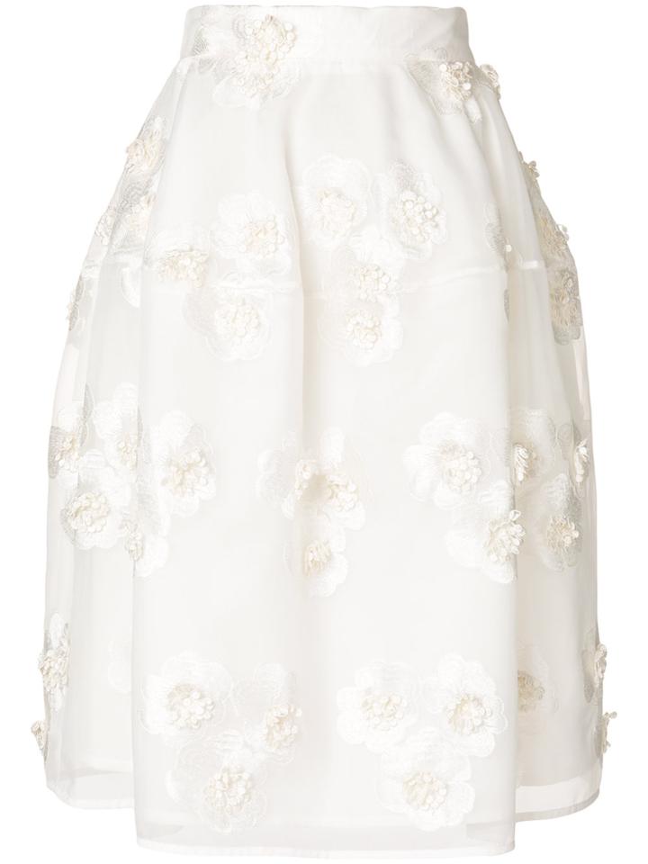 P.a.r.o.s.h. Floral-embroidered Skirt - White