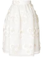 P.a.r.o.s.h. Floral-embroidered Skirt - White