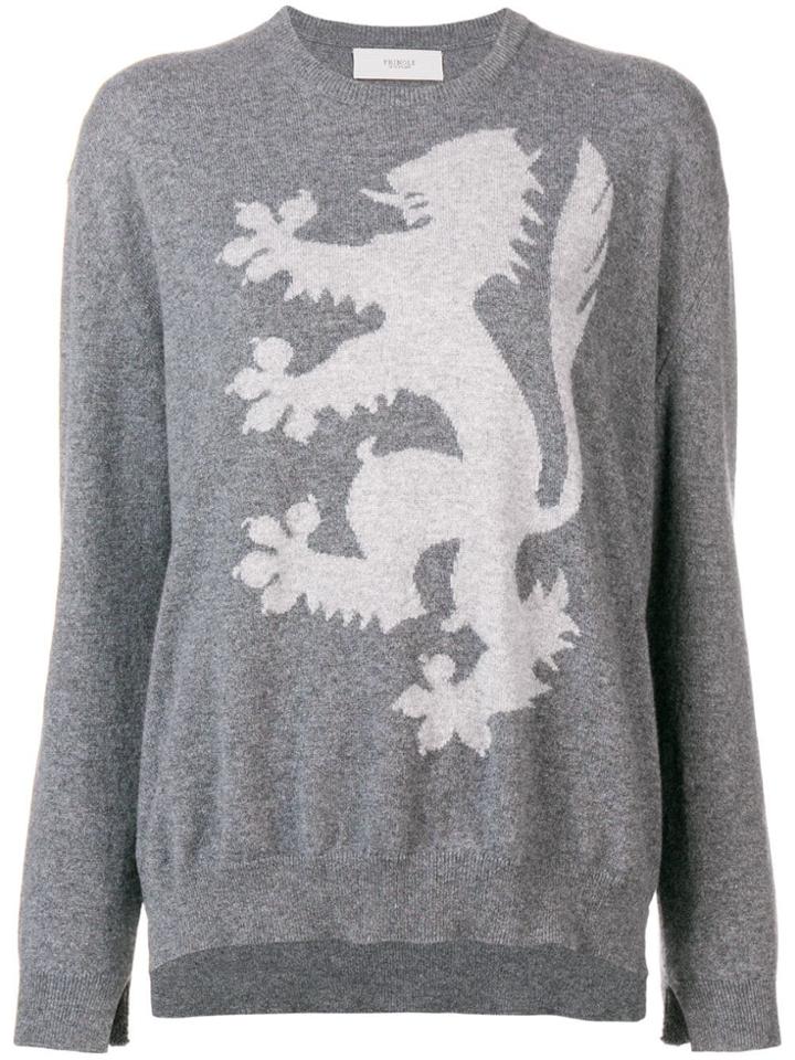 Pringle Of Scotland Intarsia Lion Sweater - Grey