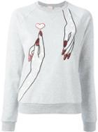 Giamba Embroidered Hand Sweatshirt, Women's, Size: 38, Grey, Cotton
