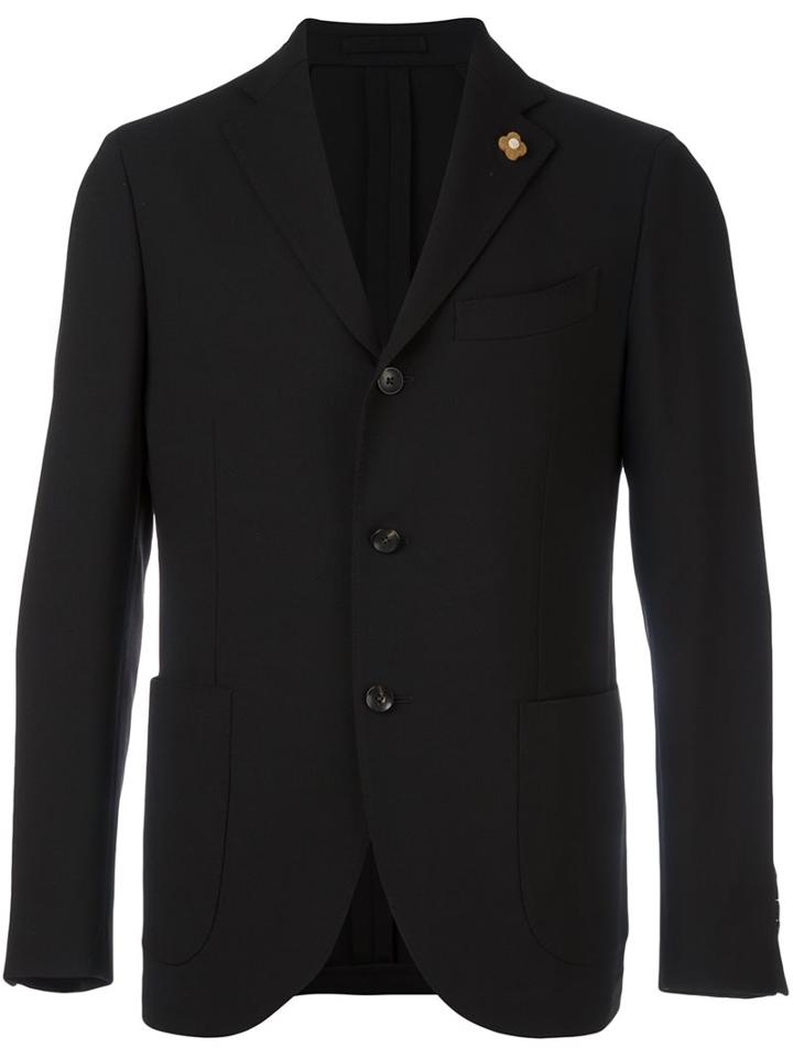 Lardini Three Button Blazer, Men's, Size: 48, Black, Cupro/viscose/wool