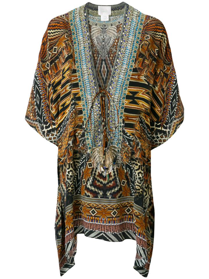 Camilla Multi-print Flared Dress - Brown