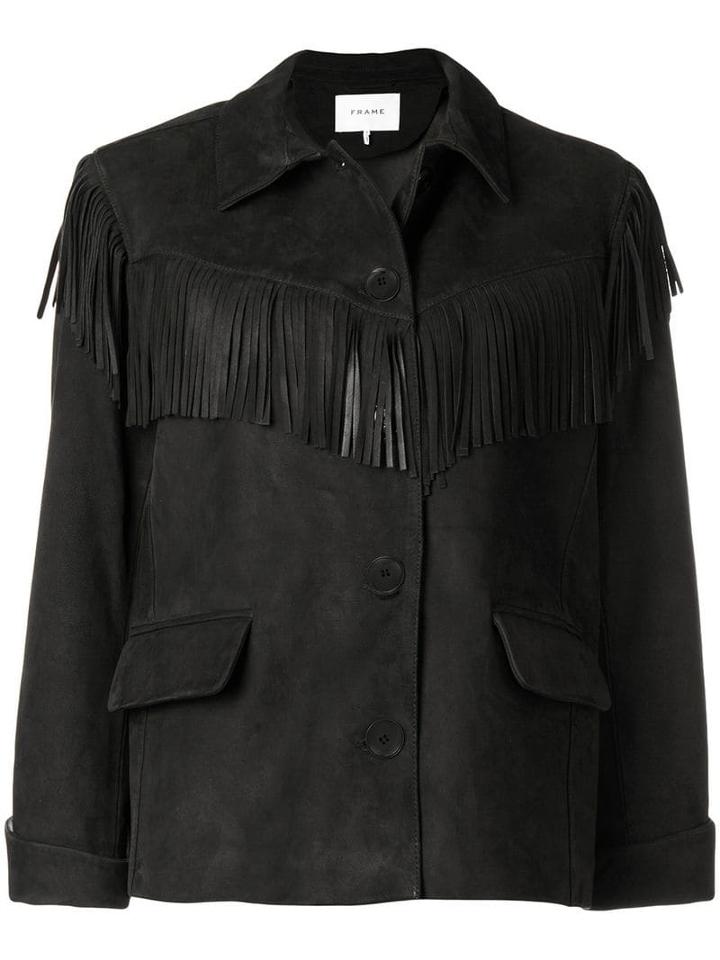Frame Fringe Button Jacket - Black