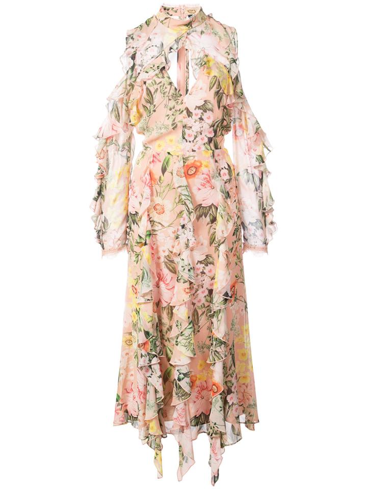 Nicholas Aveline Floral Cold Shoulder Dress - Pink & Purple