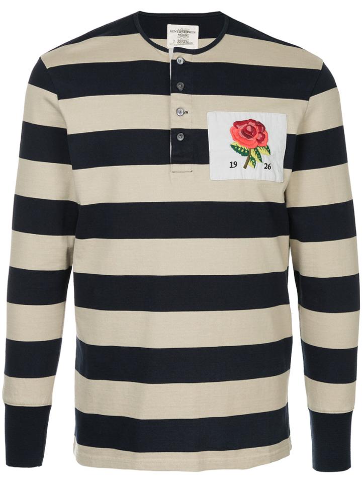 Kent & Curwen Striped Rose Patch Polo Top - Brown