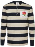 Kent & Curwen Striped Rose Patch Polo Top - Brown