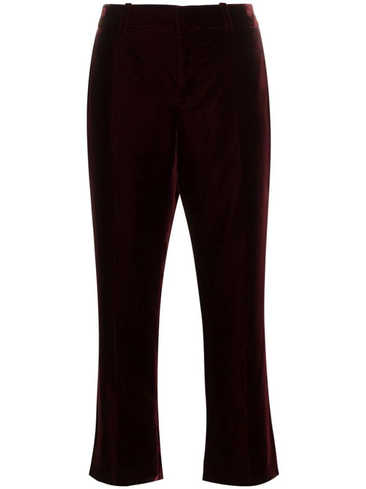 Saint Laurent Ysl Trousers Md Flrd Lg Crp Vlvt - Red