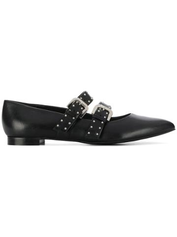 Fabio Rusconi Pointed Buckled Ballerina Shoes - Nero