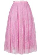 Valentino High-waisted Layered Lace Skirt - Pink & Purple